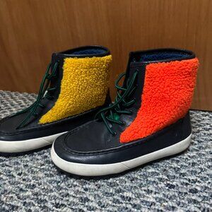 Tory Sport Leather Colorblock Pattern Lace-Up Boots